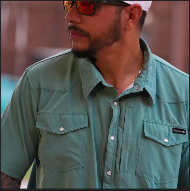 Lagoon Green Comfort-Vented Pearl Snap